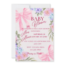 Convite de chá de bebê floral em aquarela