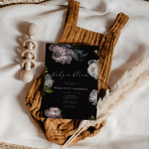 Convite de Chá de Bebê Floral Escuro Peônia Moody