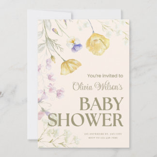 Convite de Chá de Bebê Floral Fofo