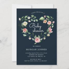 Convite de Chá de Bebê Floral Midnight Bloom