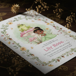 Convite de Chá de Bebê Floral Princesa Sapo