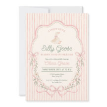 Convite de Chá de Bebê Floral Rosa Silly Goose