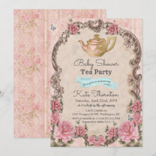 Convite de Chá de Bebê Floral Vintage