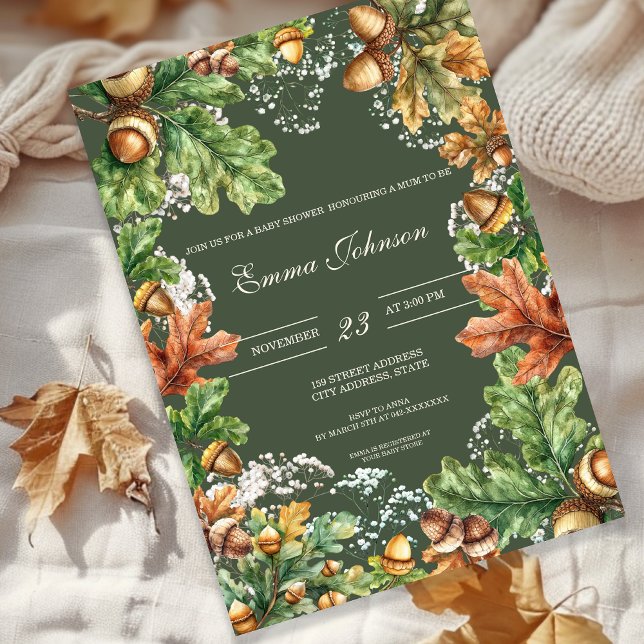Convite de Chá de Bebê Floresta de Outono Rústico (Criador carregado)