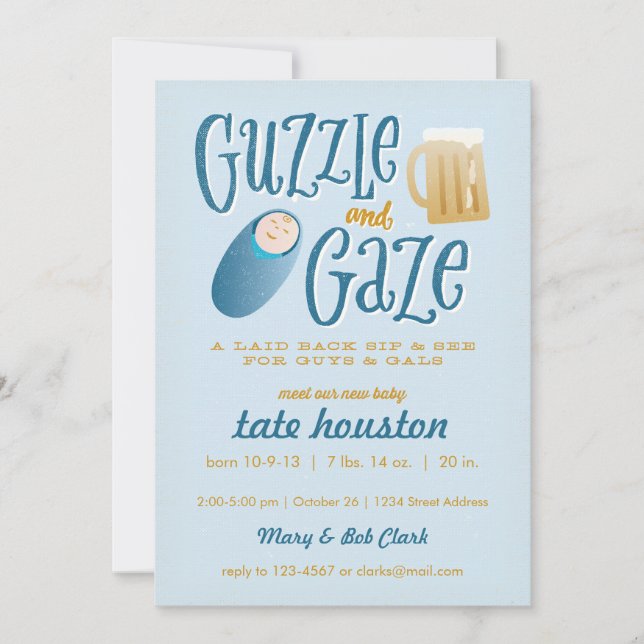 Convite de Chá de Bebê Guzzle e Gaze (Frente)