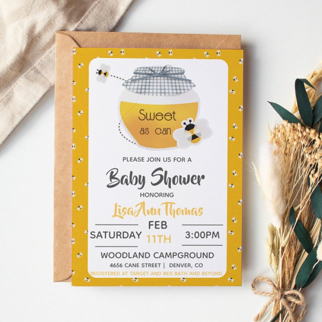 Convite de Chá de Bebê Honey Pot & Bee (Criador carregado)