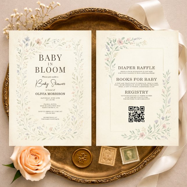 Convite de Chá de Bebê Jardim Baby in Bloom Tudo e (Criador carregado)