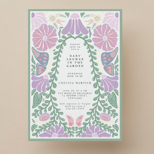 Convite de Chá de Bebê Lavanda Vintage Suave