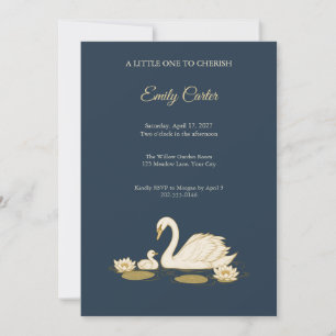 Convite de Chá de Bebê Lírio de Água Cisne Dourado