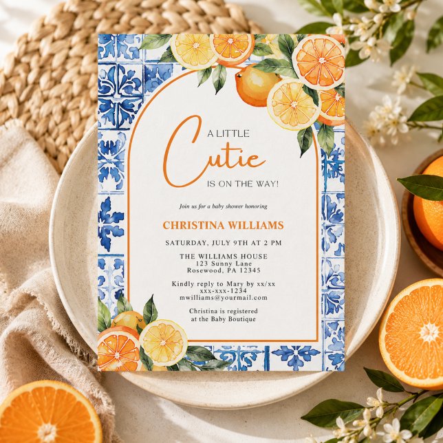 Convite de Chá de Bebê Little Cutie Citrus (Criador carregado)