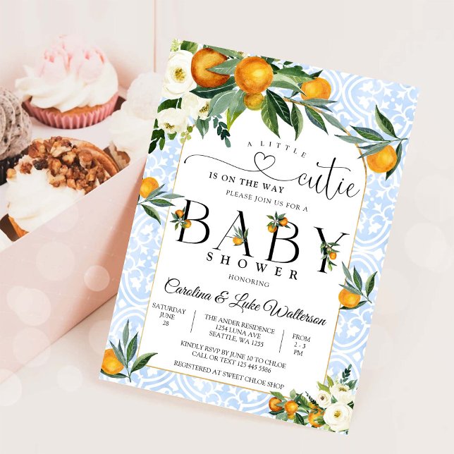 Convite de Chá de Bebê Little Cutie Citrus (Criador carregado)