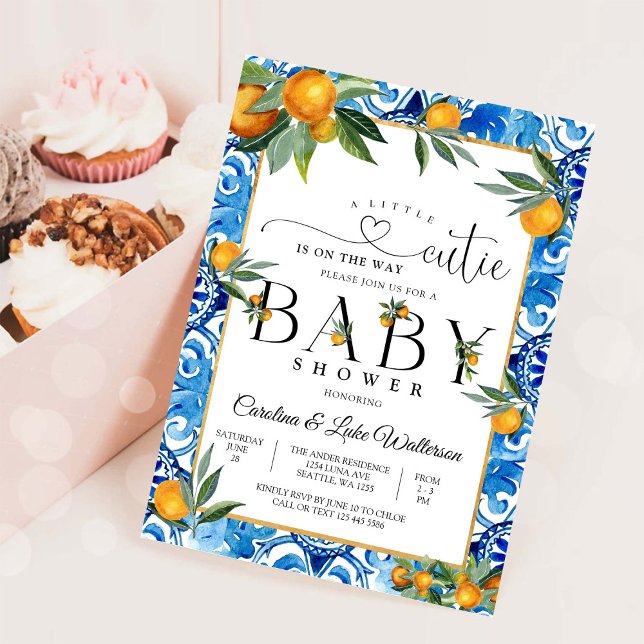 Convite de Chá de Bebê Little Cutie Citrus (Criador carregado)
