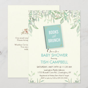 Convite de Chá de Bebê Livros e Brunch