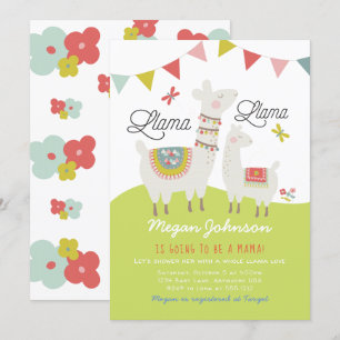 Convite de Chá de Bebê Llama Boho Escandinavo
