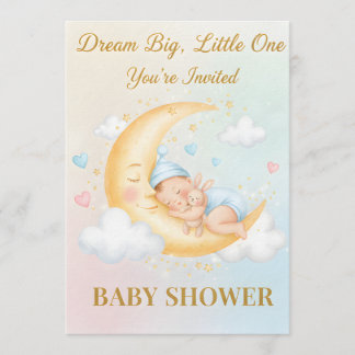 Convite de Chá de Bebê Lua Sonhadora - Bebê Adorme