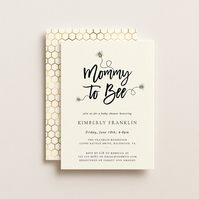 Convite de Chá de Bebê Mamãe Abelha (Criador carregado)
