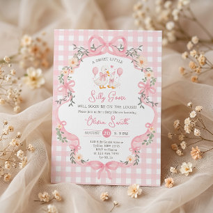 Convite de Chá de Bebê Menina Arco Rosa Silly Goos