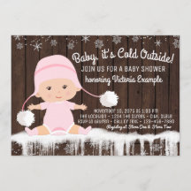 Convite de Chá de Bebê Menina Baby it's Cold Outsi