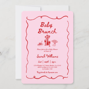Convite de Chá de Bebê Menina Brunch