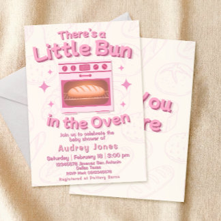 Convite de Chá de Bebê Menina 'Bun in the Oven'