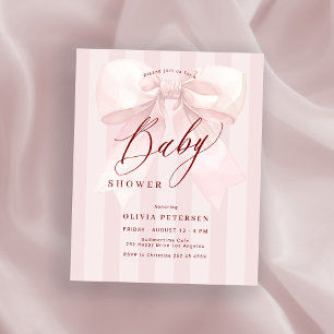 Convite de chá de bebê menina com laço rosa orçame
