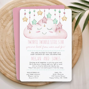 Convite de Chá de Bebê Menina com Poema Twinkle Tw
