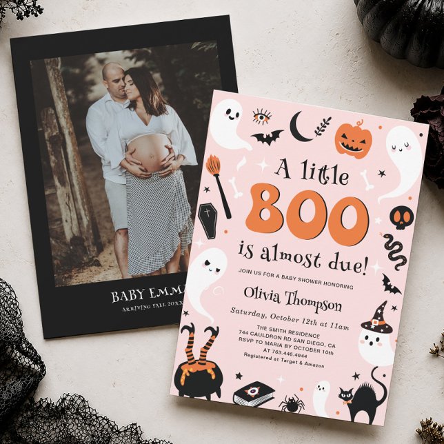Convite de Chá de Bebê Menina de Halloween Um Pequ (Criador carregado)