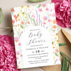 Convite de Chá de Bebê Menina Jardim de Flores Sil