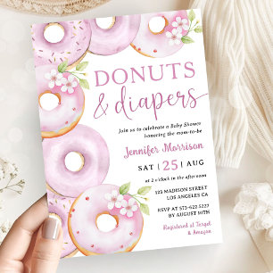Convite de Chá de Bebê Menina Rosa "Donuts e Frald