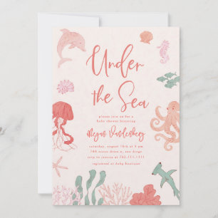 Convite de Chá de Bebê Menina Sob o Mar