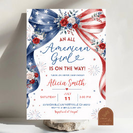 Convite de Chá de Bebê Menina Típica Americana