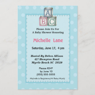 Convite de Chá de Bebê Menino Blocos de Bebê