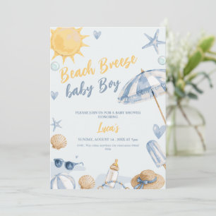 convite de chá de bebê menino brisa da praia azul