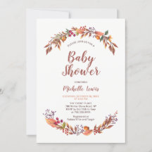 Convite de Chá de Bebê Menino Floral Moderno de Ou