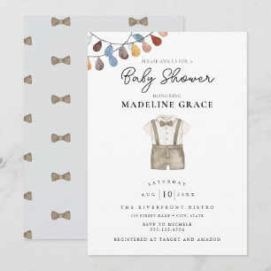 Convite de Chá de Bebê Menino Roupas Boho Fofas