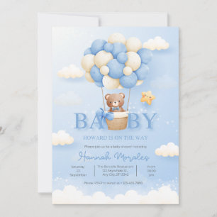 Convite de Chá de Bebê Menino Urso Teddy