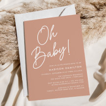 Convite de Chá de Bebê Minimalista Oh Baby Script