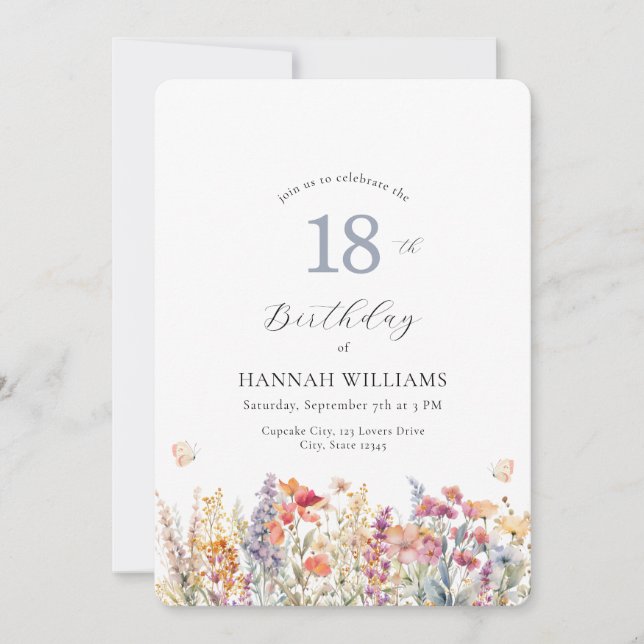 Convite de Chá de Bebê Moderno, Flor Silvestre (Frente)