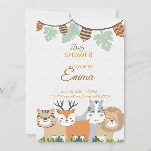 Convite de Chá de Bebê na Selva – Tema de Animais