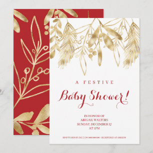 Convite de Chá de Bebê Natal Festivo