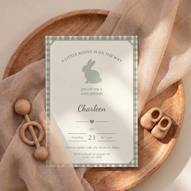 Convite de Chá de Bebê O Coelhito Está a Caminho (Baby Shower Invitation Little Bunny Is On The Way)