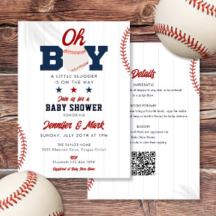 Convite de Chá de Bebê Oh Boy Slugger Baseball Tud
