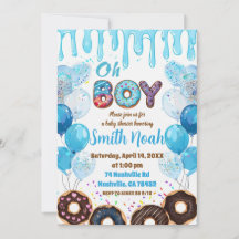 Convite de Chá de Bebê Oh Boy | Tema de Donut Bebê