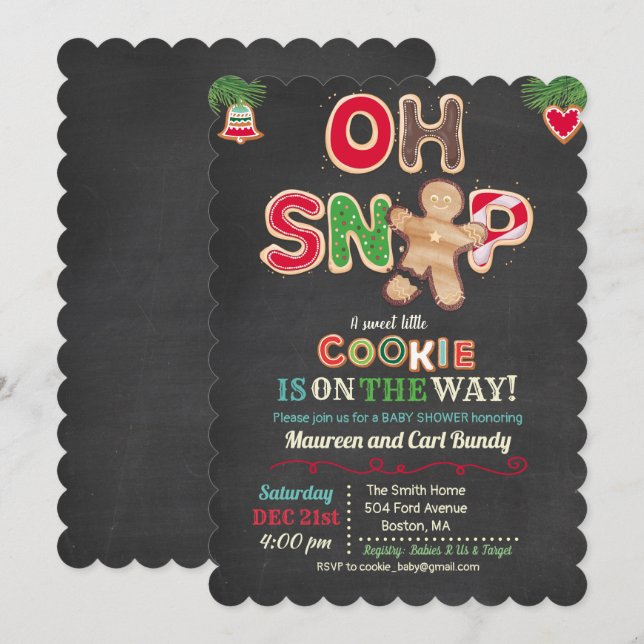 Convite de Chá de Bebê Oh Snap Gingerbread Cookie (Frente/Verso)
