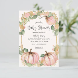 Convite de chá de bebê Outono Abóbora Rosa Baby Sh