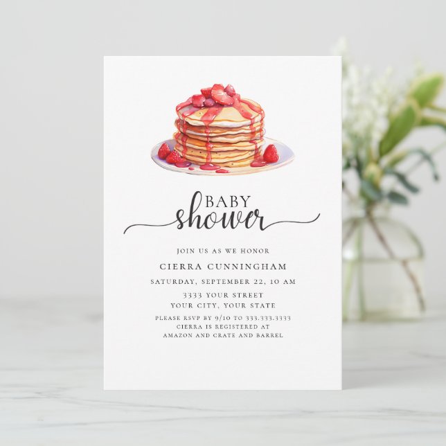 Convite de Chá de Bebê Panqueca Brunch (Em pé/Frente)