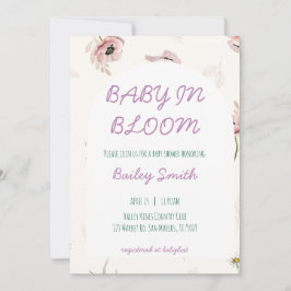Convite de chá de bebê para bebê em flor