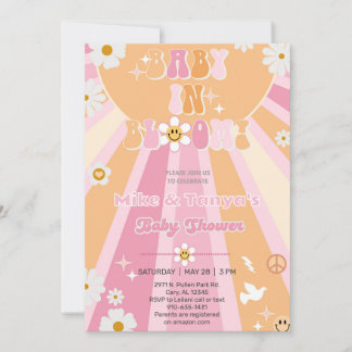 Convite de chá de bebê para menina Groovy baby in