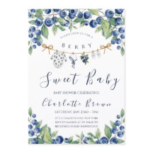 Convite de Chá de Bebê para Menino Sweet Blueberry