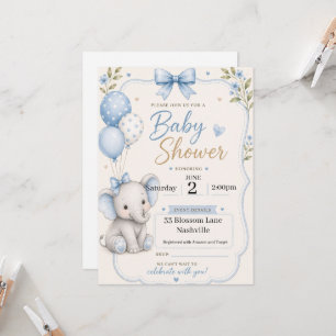 Convite de Chá de Bebê para meninos tema elefante